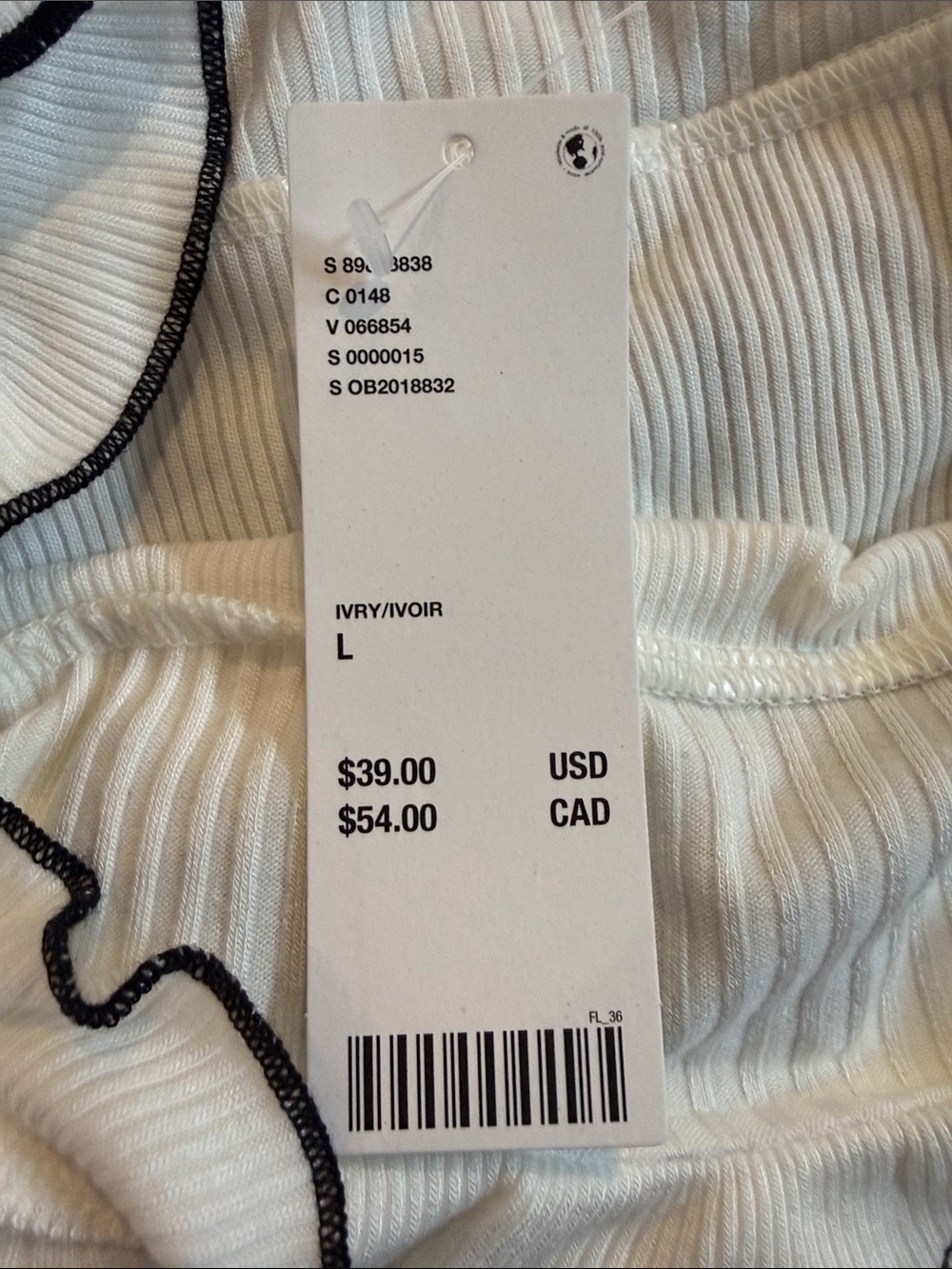 Kimchi Blue White Knit Ribbed Tank with Black Trim & Bow - Picture 4 of 4